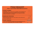 Nevs Precaution Labels - Droplet Precaution 4-1/2" x 8" Flr Orange w/Black N-1231